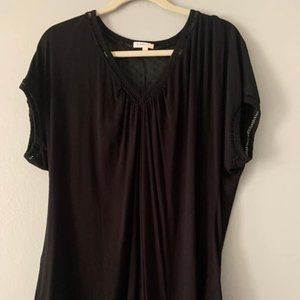 Meadow Rue Anthropologie Black Top Blouse Large